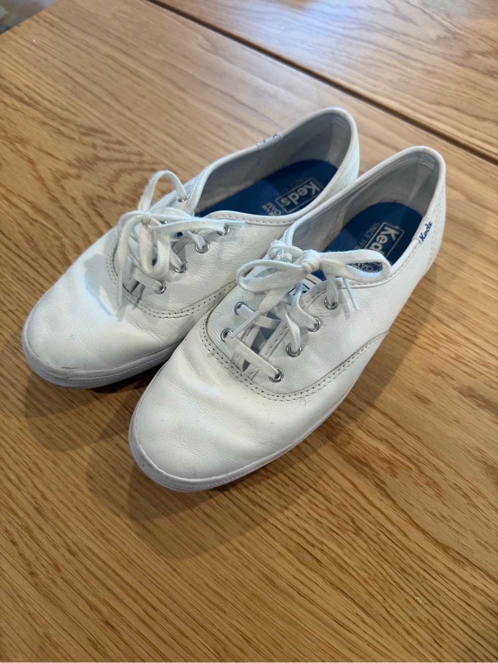 Keds White Leather Low-Top Lace-Up Sneakers